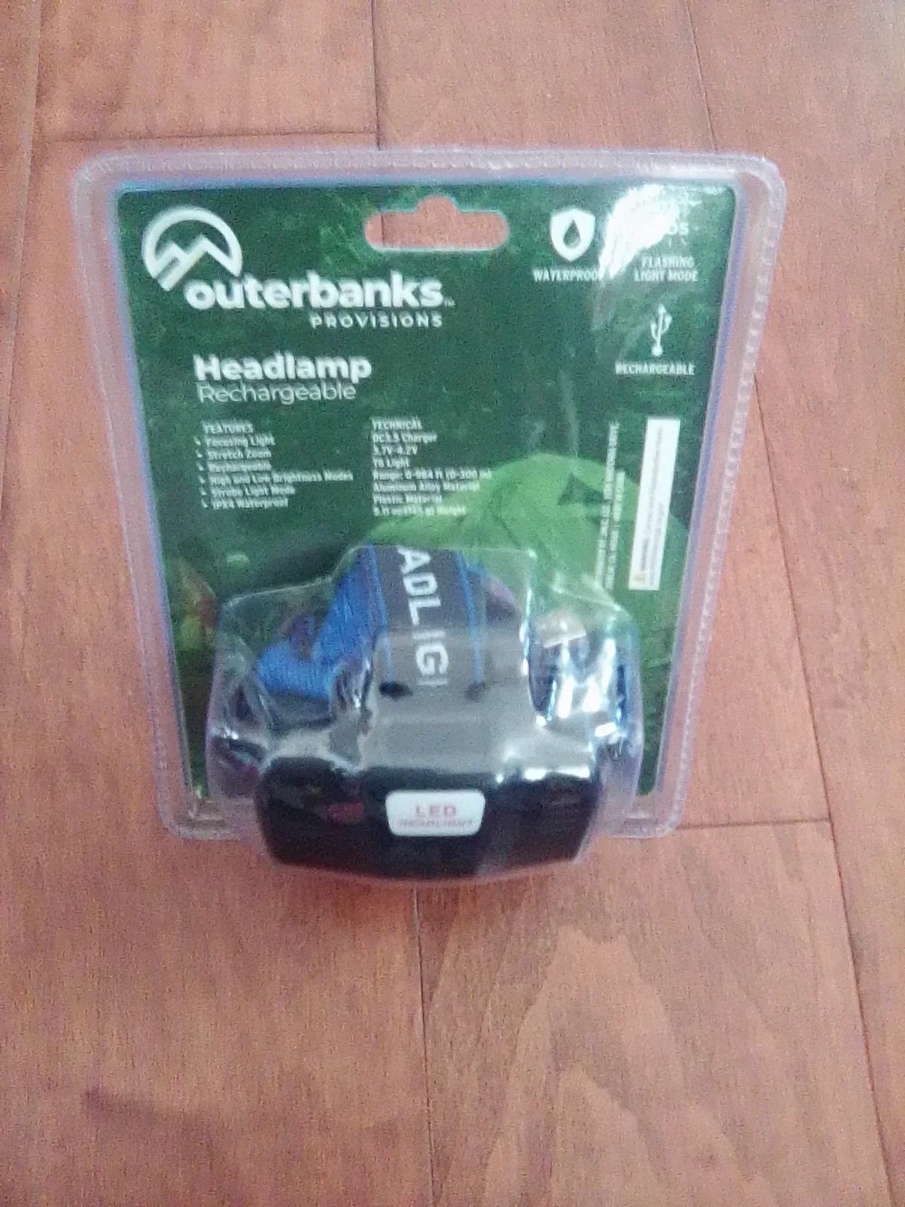 Outerbanks Rechargeable Blue Headlamp - 300 Lumens